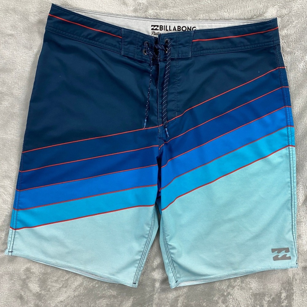 Billabong Platinum X North Point Board Shorts Mens 33 Blue Striped Surf M131LNOX